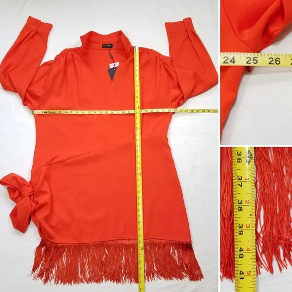 PRETTY LITTLE THING Tassel Hem Bodycon Dress 5436E1M - Picture 9 of 16